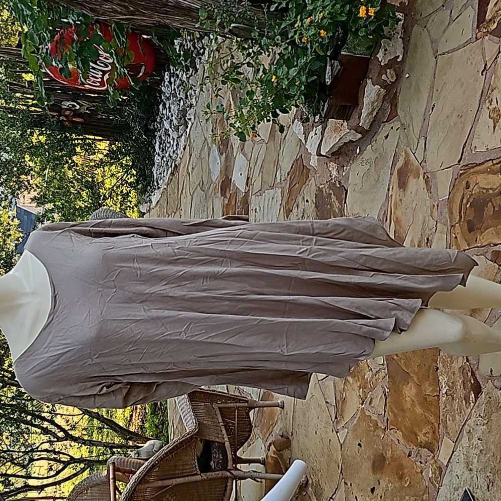 Gorgeous vintage INPULSE brand Morocco Khaki Tan Rayon Cotton assymetric dress